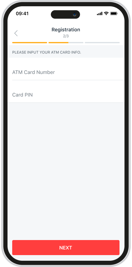 If you have an ATM card, you can input ATM Card and ATM PIN for registration.