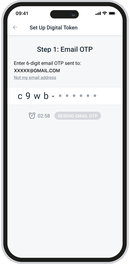 Enter the 6-digit email One-Time Password (OTP) sent to your registered email address.