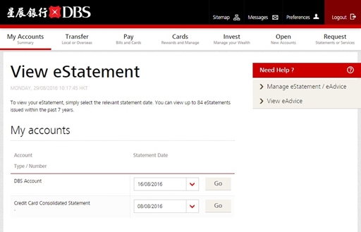 Step 3: Select your account and Statement Date to view your eStatement