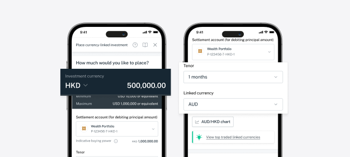 Invest in your preferred currency with 11 options available, and tenor from 1 week to 6 months