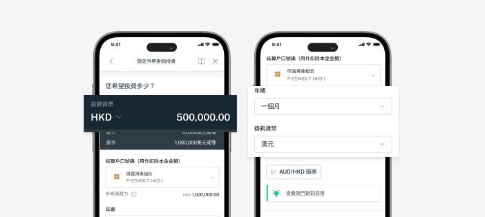 11 種貨幣及年期由一星期至六個月可供選擇