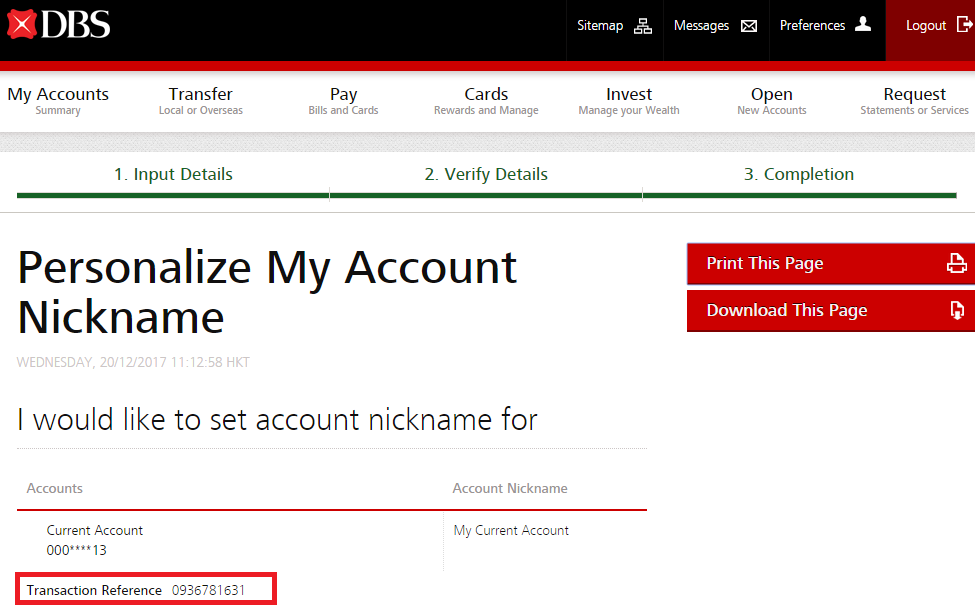 Help Support How To Personalize Account Nickname DBS Bank Hong Kong